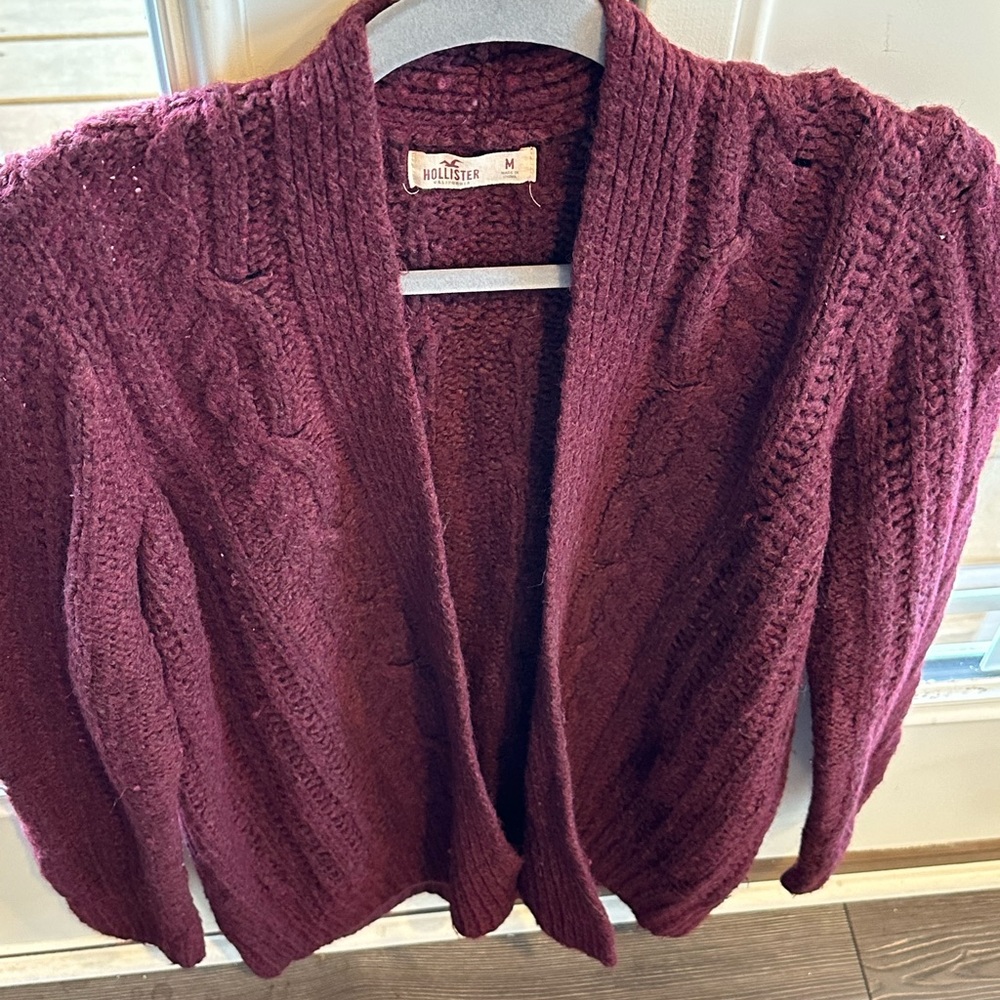 Hollister Cardigan- size Medium,  Wine Color